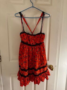 Urban Outfitters Red Floral Babydoll Sundress